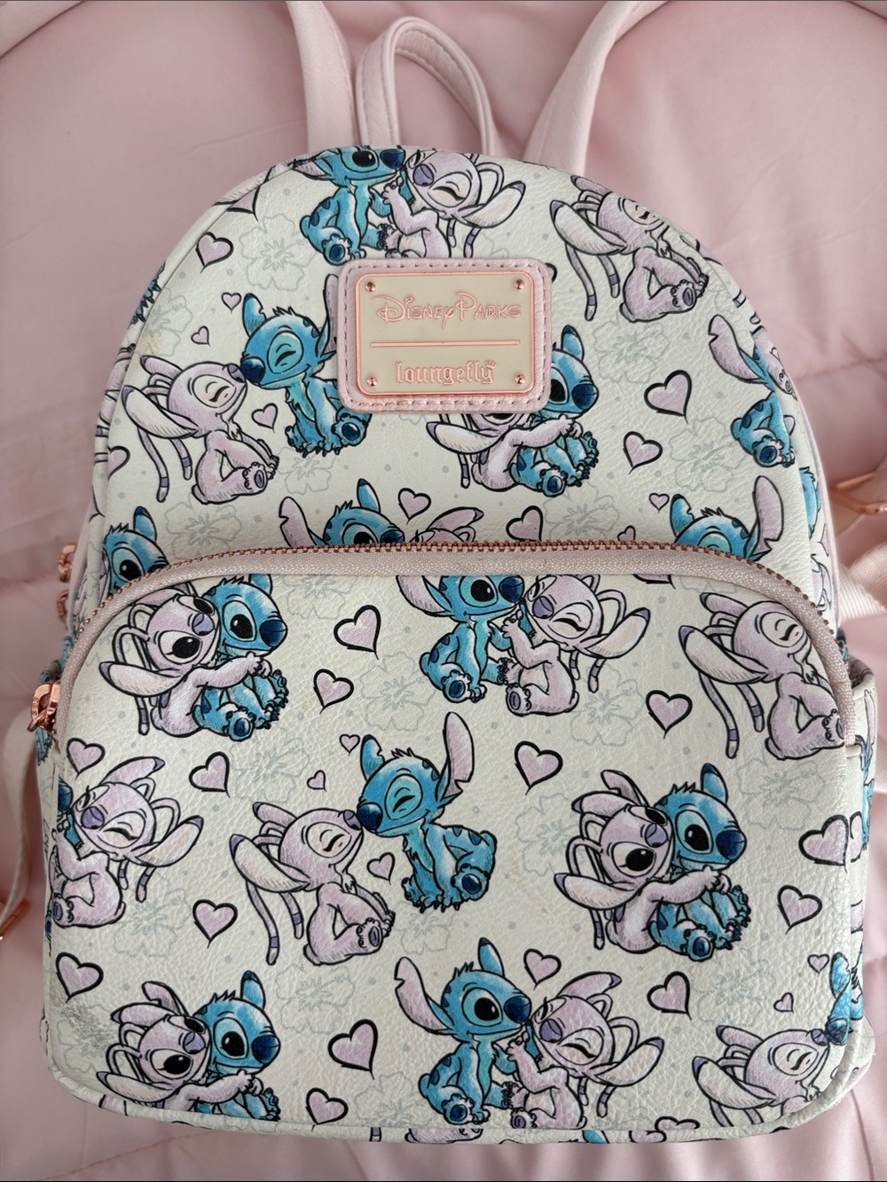 Loungefly Kids Blue & Pink Stitch Pattern Mini Backpack